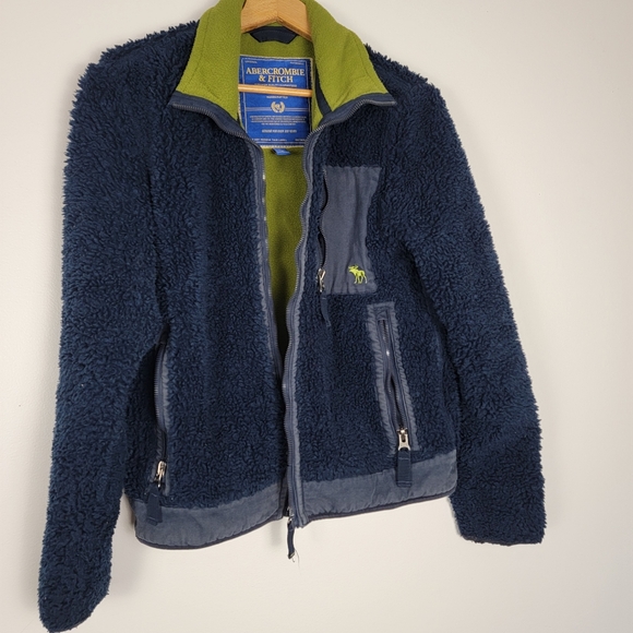 Abercrombie & Fitch Other - Y2K Abercrombie & Fitch Vintage Navy Green Deep Pile Fleece Jacket Coat Small